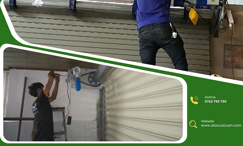 Hình ảnh thực tế thợ đến kiểm tra cửa cuốn