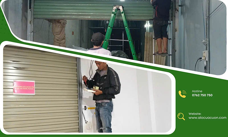 thợ sửa cửa cuốn Alocuacuon đang xử lý cửa cho khách tại Đồng Nai