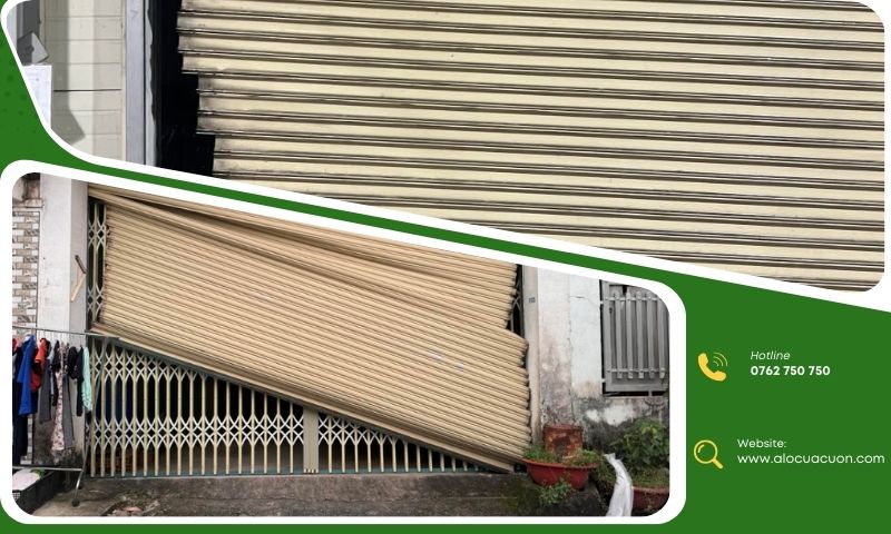 Cửa cuốn bị lệch ray làm tăng nguy cơ sập cửa