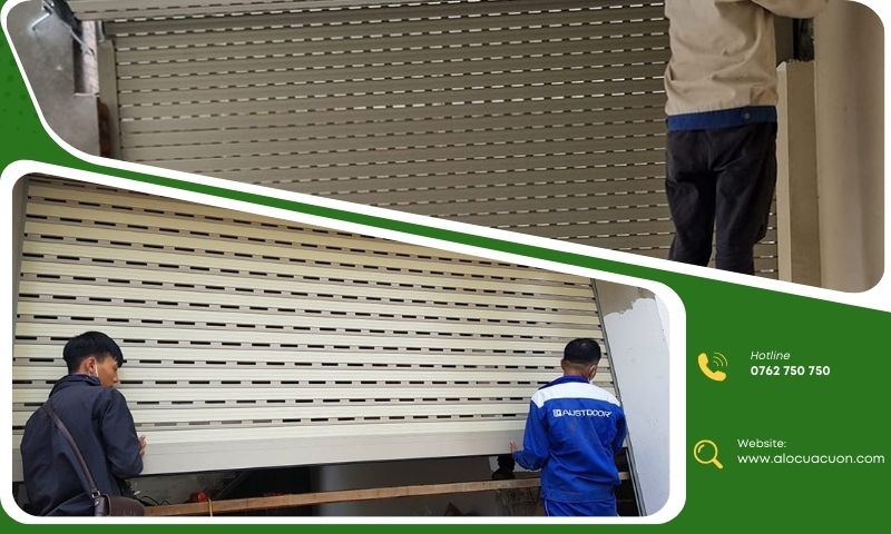 Cửa cuốn không xuống khi mất điện, không kéo được bằng tay