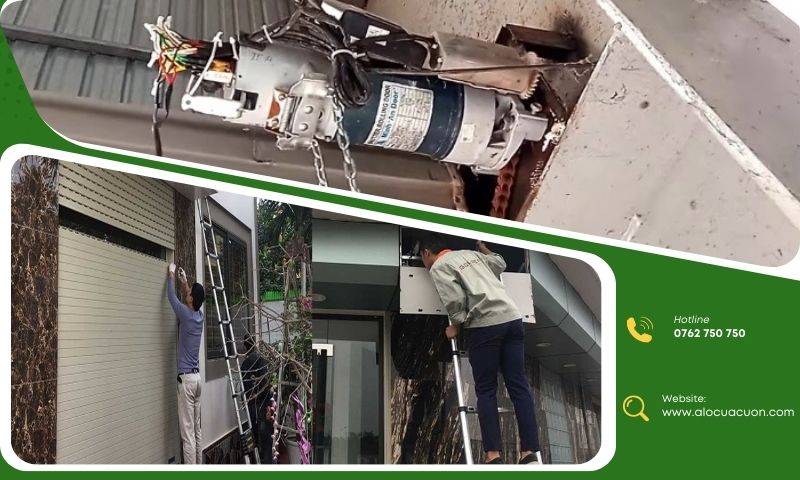 Kỹ thuật viên kiểm tra cửa cuốn kêu to tại nhà