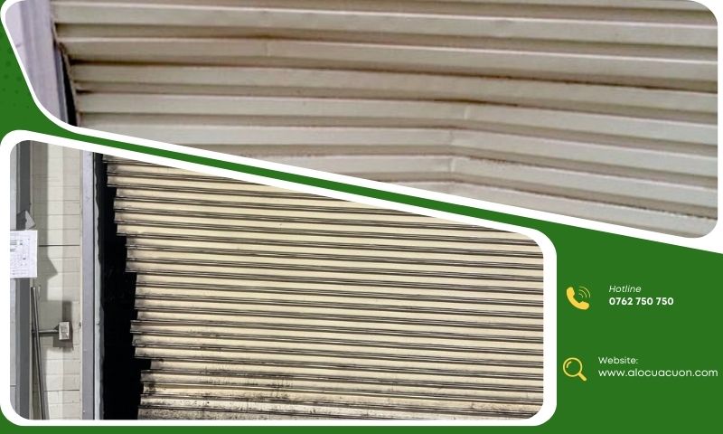 Nan cửa cuốn bị cong xệ gây kẹt cửa