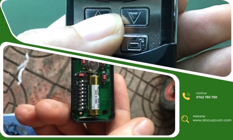 Remote cửa cuốn hết pin không điều khiển được